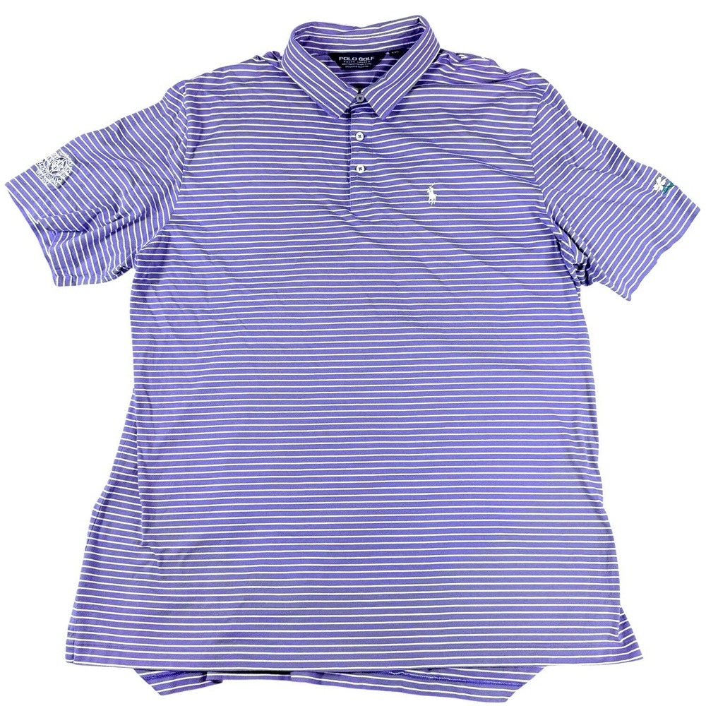 Polo Golf Ralph Lauren Shirt XXL‎ Purple White Striped Druid Hills